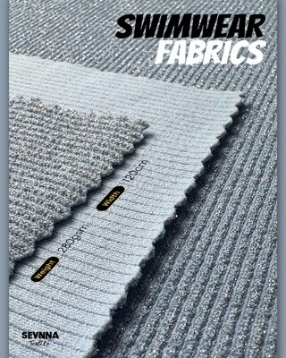 リサイクルナイロン83%のエコフレンドリー水着生地、速乾性・耐塩素性に優れ、サステナブルな水着に最適