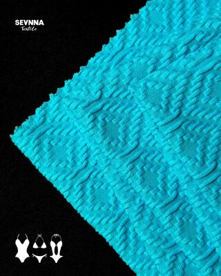 UPF 50+ Textured Swim Fabric with High Chlorine Resistance and 93% Recycled Nylon for Durable Swimwear